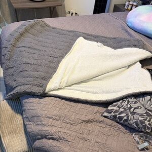 Cozy Gray and Cream Blanket